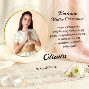 Personalizowane podziękowanie dla Chrzestnego na I Komunie - z zdjęciem dziecka