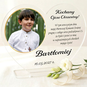 Podziękowania dla chrzestnych komunia Podziękowania dla Matki Chrzestnej Ojca Chrzestnego Serce Personalizacja
