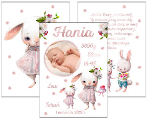 Metryczka ze zdjęciem - zestaw pastelowa Hania