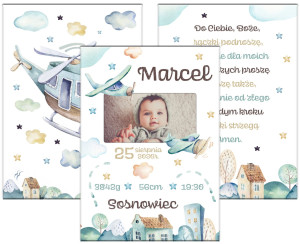Metryczka ze zdjęciem - zestaw samoloty