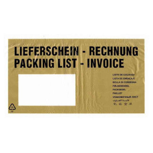 100 x Lieferscheintaschen / Dokumententaschen Begleitpapiertaschen DIN Lang GOLD