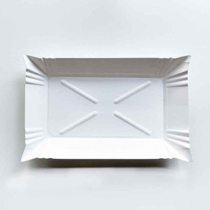 100 x Pappteller eckig 13x20 cm weiß