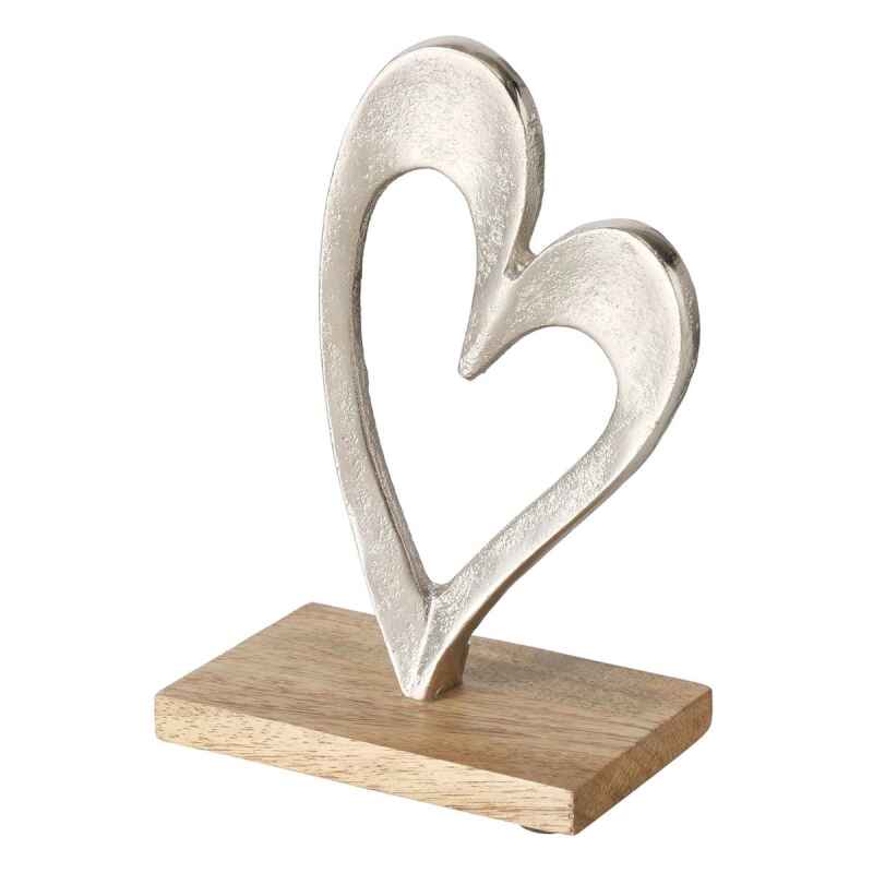 Dekoaufsteller Mangoholz mit Herz silber