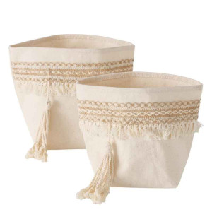 Korb Baumwolle creme 18-2cm rund 2er Set