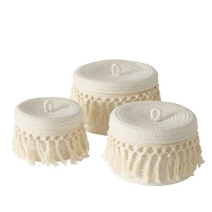 Korb Baumwolle rund 17-15cm creme 3er Set