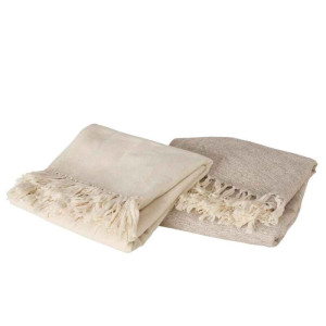 Sofadecke Baumwolle 170x140cm grau/creme