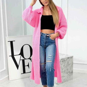 langer Cardigan mit Stehkragen Hellrosa