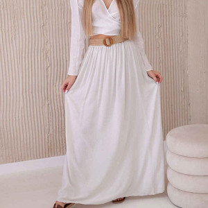Viskoserock mit Ziergürtel Beige