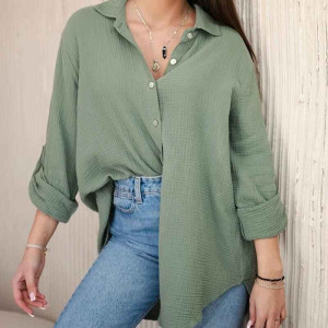Vielseitiges Musselinhemd oversize Khaki
