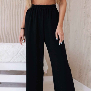 Leichte Hose mit weitem Bein Schwarz