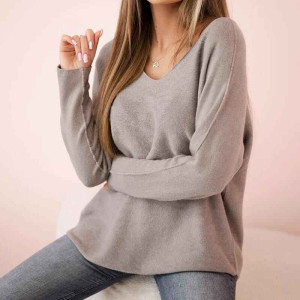 Pullover mit V-Ausschnitt Schlamm
