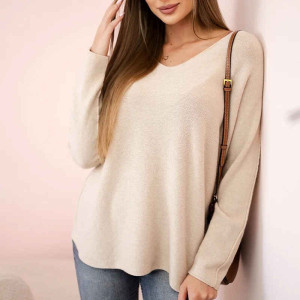 Pullover mit V-Ausschnitt Beige