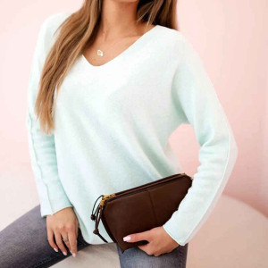 Pullover mit V-Ausschnitt Minze