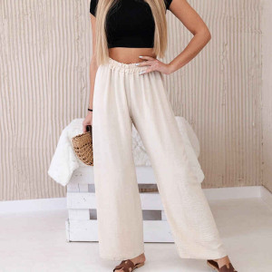 Leichte Hose mit weitem Bein Beige