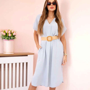 Elegantes Kleid mit Ziergürtel Grau