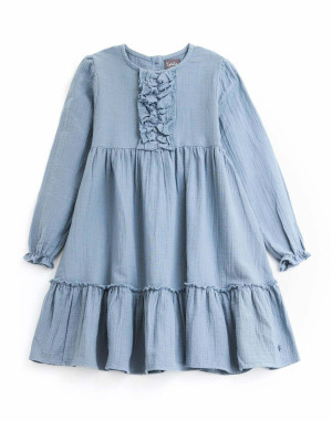 TOCOTO VINTAGE niebieska sukienka z falbankami - 2y