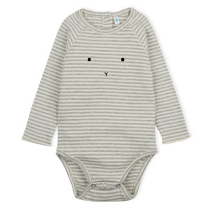 ORGANIC ZOO body w szaro - białe paski BUNNY - 0-3m