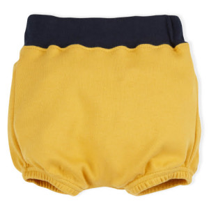 ORGANIC ZOO musztardowe bloomersy z grantowym paskiem - 0-3m