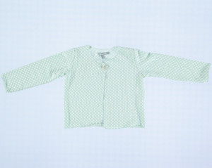 Minimu chic for kids Baby&Girl CRETA rozpinany miętowy sweterek w grochy z guziczkiem - 3m