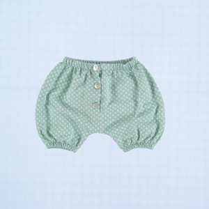 Minimu chic for kids Baby ELETTRA miętowe spodenki w grochy z guziczkami - 3m