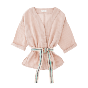 TOCOTO VINTAGE Beżowe kimono z paskiem - 2y