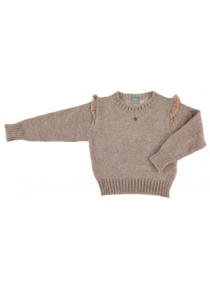 TOCOTO VINTAGE brązowy sweter z koronką - 3y