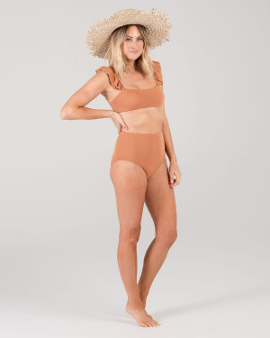 RYLEE&CRU Bikini bottom brązowe - L