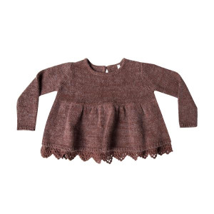 RYLEE & CRU śliwkowy sweter z koronką - 12m