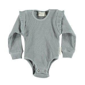PIUPIUCHICK prążkowane body z falbanką na rękawach - 3y