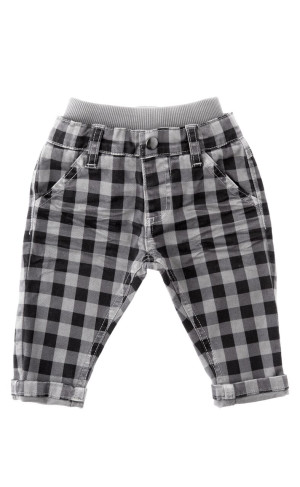 TOCOTO VINTAGE Niemowlęce spodnie jeansowe w kratkę - 9m