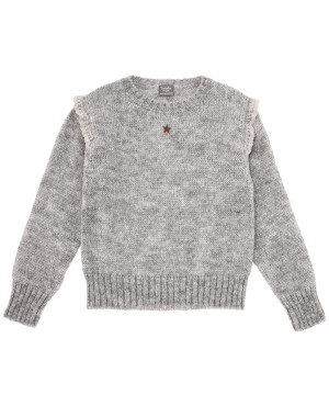 TOCOTO VINTAGE szary sweter z koronką - 3y