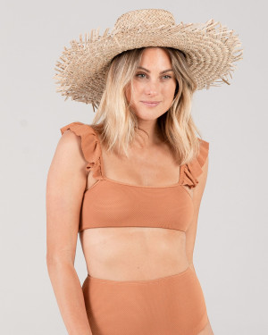 RYLEE&CRU Top bikini brązowy - XS