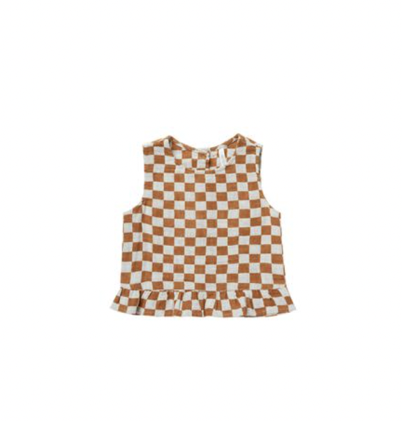 RYLEE&CRU biały top w brązową kratę - 2y