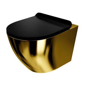 Wand-WC Sofi Slim Gold/Black – randloses Design mit dünnem Softclose-Sitz in Mattschwarz