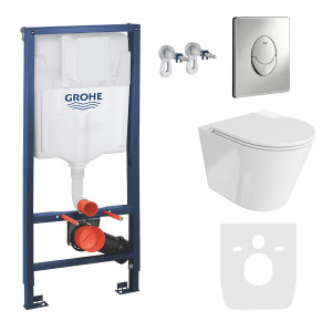 ALL IN ONE: GROHE 4w1 Vorwandelement Solido Start Unterputz-WC-Garnitur + Wand-WC-Becken
