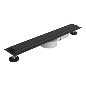Linearer Duschablauf PLATE BLACK 600 – schwarz, 62 mm Einbauhöhe, 35 l/min, DN 40