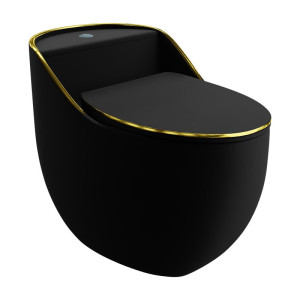 Kompakt-WC SILIA RIM Black/Gold Line – Schwarz mit Goldlinie