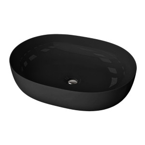 Aufsatzwaschbecken BLAS BLACK – halbovale Eleganz in Schwarz