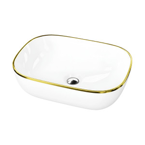 Aufsatzwaschbecken Costa Gold Line – rechteckig mit goldenem Slim-Rand