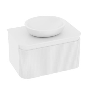 Hängender Waschtischunterschrank Vermont White 800 mit Lamellenfront und Platte