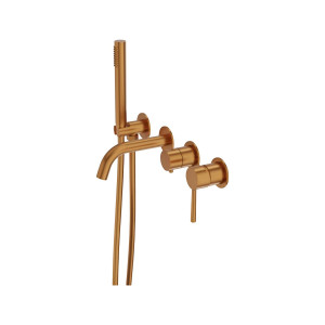 Orion 4‑Loch Unterputz-Badewannenarmatur in Brushed Copper