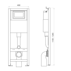 KOMPLETT-PAKET: Lavita LAV 101 Vorwandelement für WC 40cm + Wand Tiefspül WC Spülrandlos Brava Black + Bedienplatte für Doppelspülung