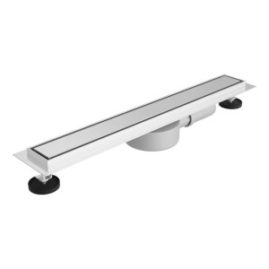 Lineare Duschrinne PLATE 600 – minimalistisch, weiß, DN 40, 35 l/min
