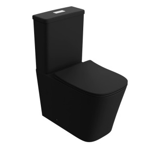 WC-Kompakt TRYTON BLACK – matt schwarz, spülrandlos, rechteckiges Design