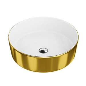 Aufsatzwaschbecken Merida Gold/Weiß – rundes, elegantes Design