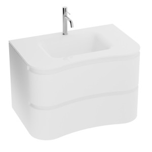 Bad-Hängeschrank Ontario White 80 mit Glaswaschbecken