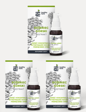 Zestaw Różeniec Górski w kroplach (ekstarkt) - 3x30ml - Adaptogen - wytrzymałość fizyczna, pamięć, koncentracja, energia i odporność na stres