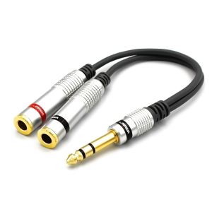 Adapter Wtyk Duży Jack 6.3 Stereo 2x Gniazdo 6,3 Jack 6,3 Mono Vitalco