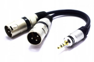 Adapter 2x XLR Wtyk - Jack 3.5 Aux Mikrofon Mono