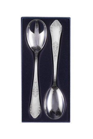 Zestaw posrebrzanych sztućców do sałat, oksydowany - 2 szt.